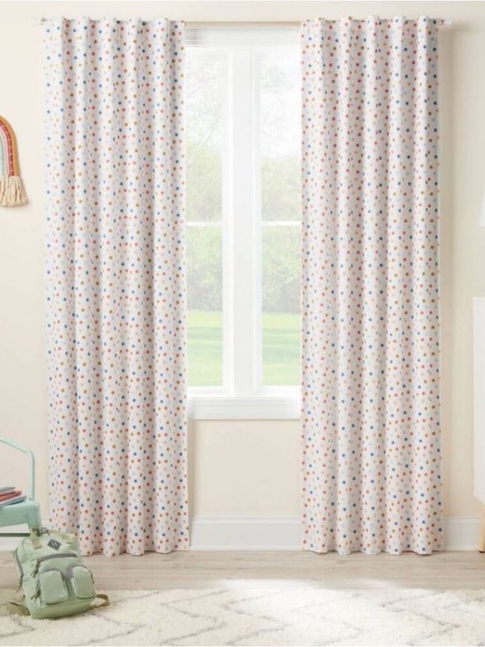 Cream Polka Dot Curtain Panels - 2 panels